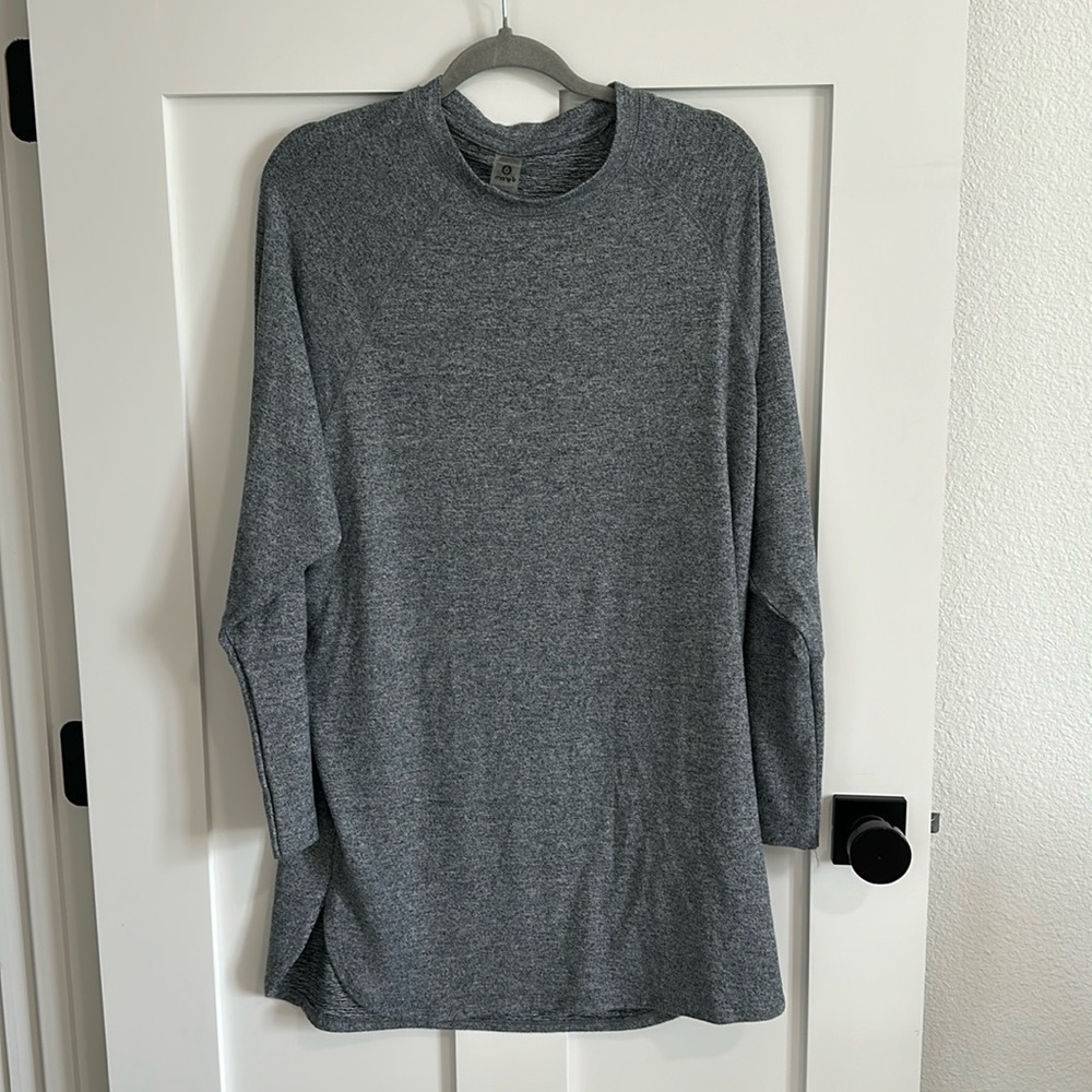Mono B Women's M Supersoft Mock Neck Casual Tunic Dress Dark Gray Heather Lounge